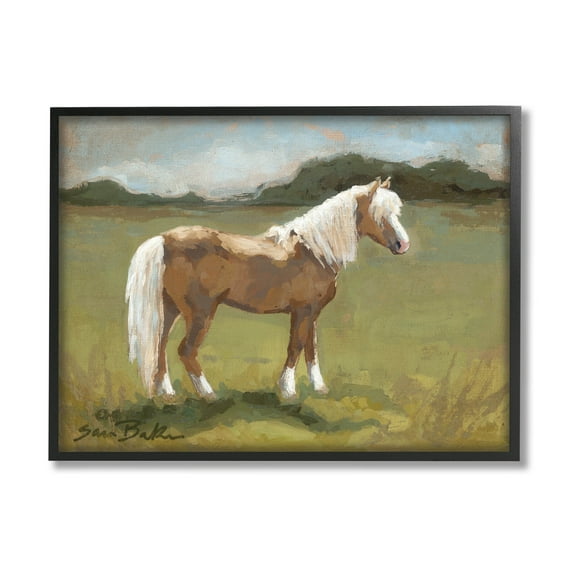 Rural Horse Countryside Landscape Animals & Insects Painting Black Framed Art Print Wall Art