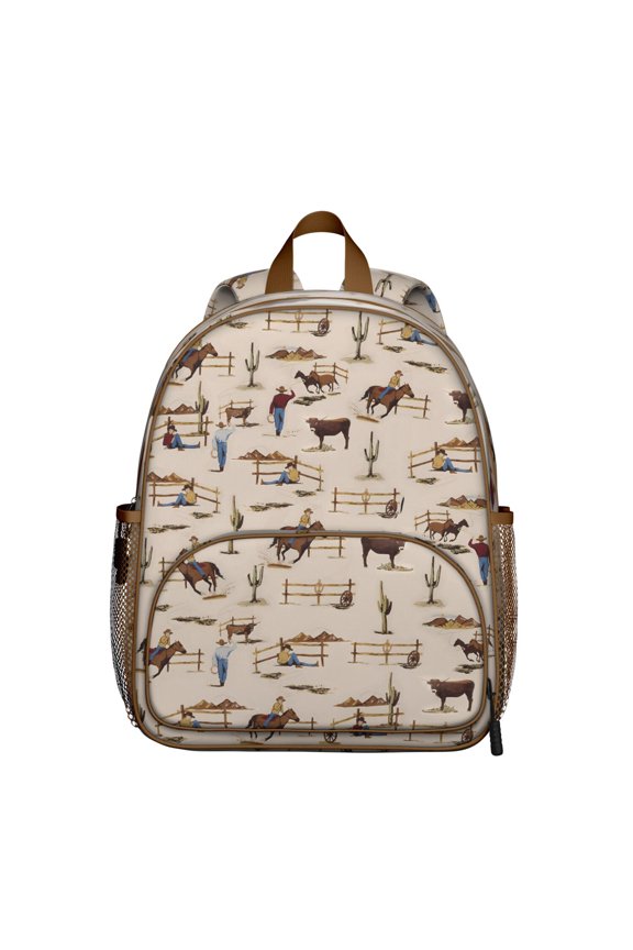 Rural Horse Lovers Student Backpack – Wild Foal Print With Floral Rainbow Retro Pony Farm Cute Pattern Design