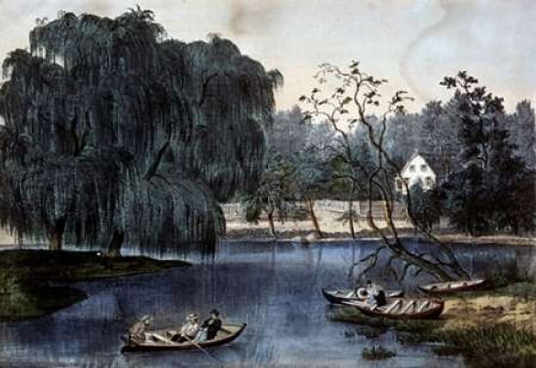 Rural Lake Canvas Art - Currier and Ives (20 x 28)