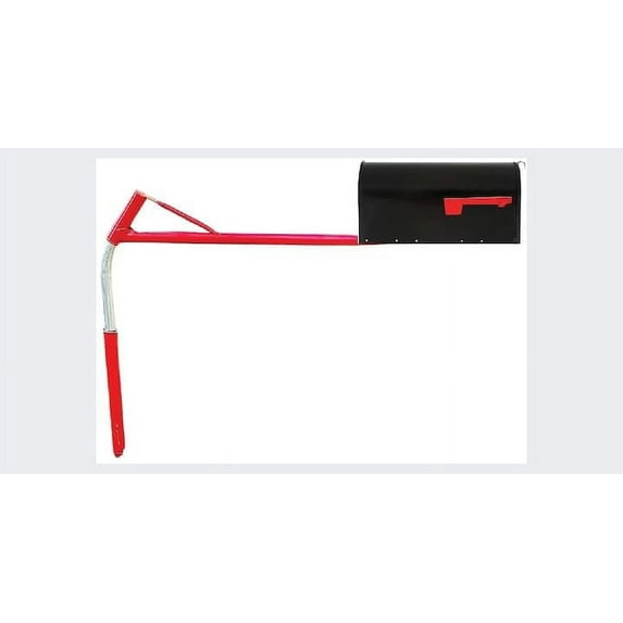 Rural Mailbox Support with Swinging Boom Arm Complete Kit, Box and Mounting Board Included, No Dig Mailbox Post, Galvanized Steel Post, Ideal for Rural and Residential, Made in USA (Red, Medium)