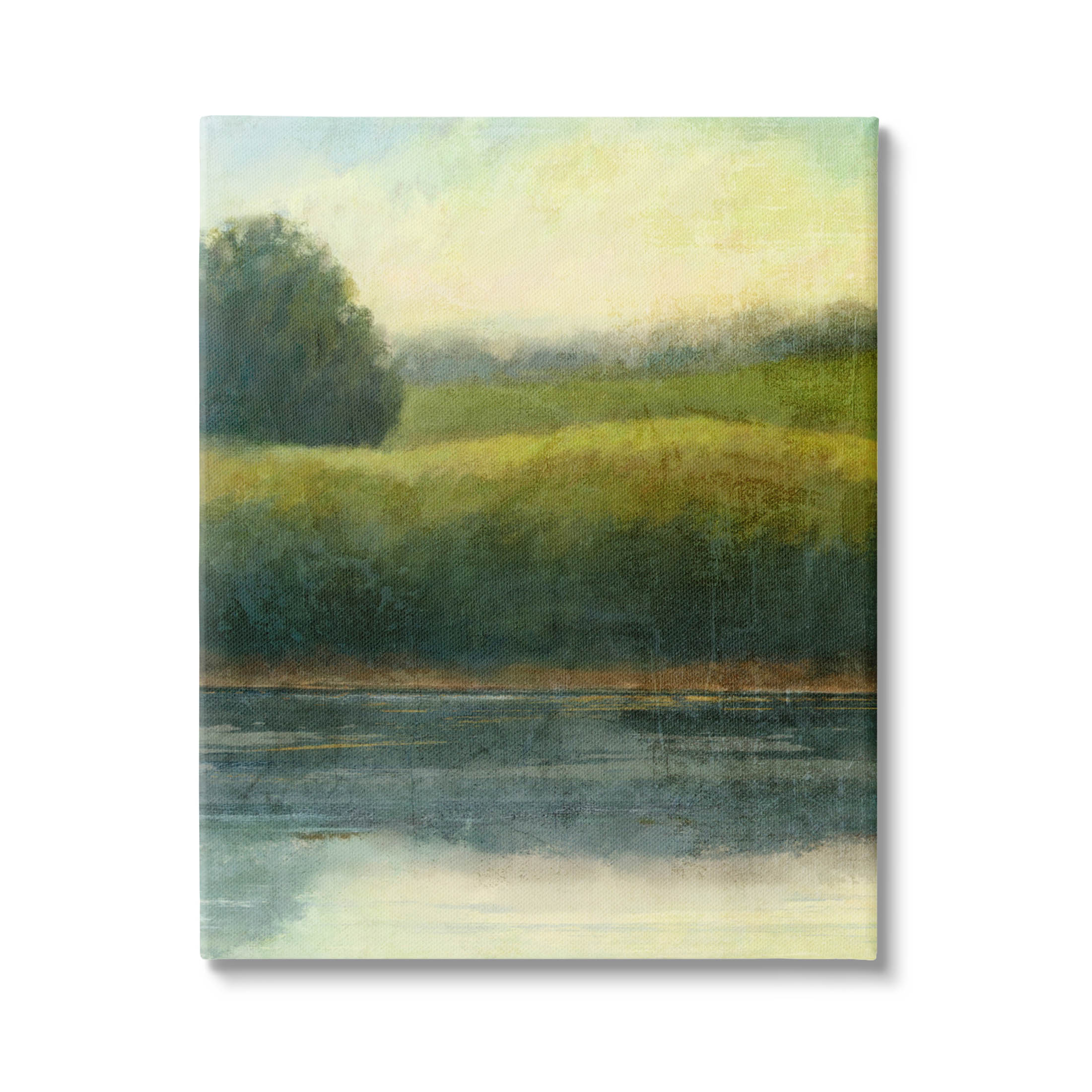 Rural Pond Grassland Nature Landscape Graphic Art Gallery Wrapped Canvas Print Wall Art