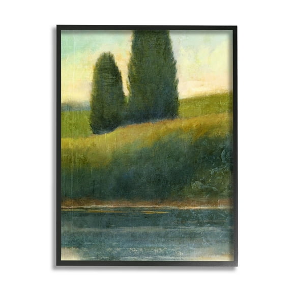 Rural Pond Reflection Landscape Landscape Graphic Art Black Framed Art Print Wall Art