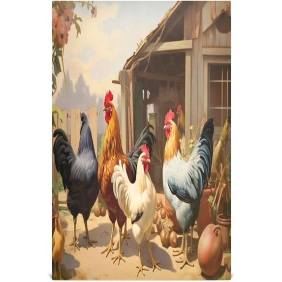 Rural Roosters Dish Towels for Kitchen Soft Tea Towel Set of 4 Absorbent Dishcloths Hand Towels for Drying Dish Cloths 28" x 18" Washcloth Gift