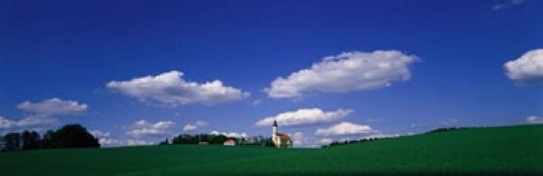 Rural Scene With Church Near Niederaich Germany Canvas Art - Panoramic Images (18 x 6)