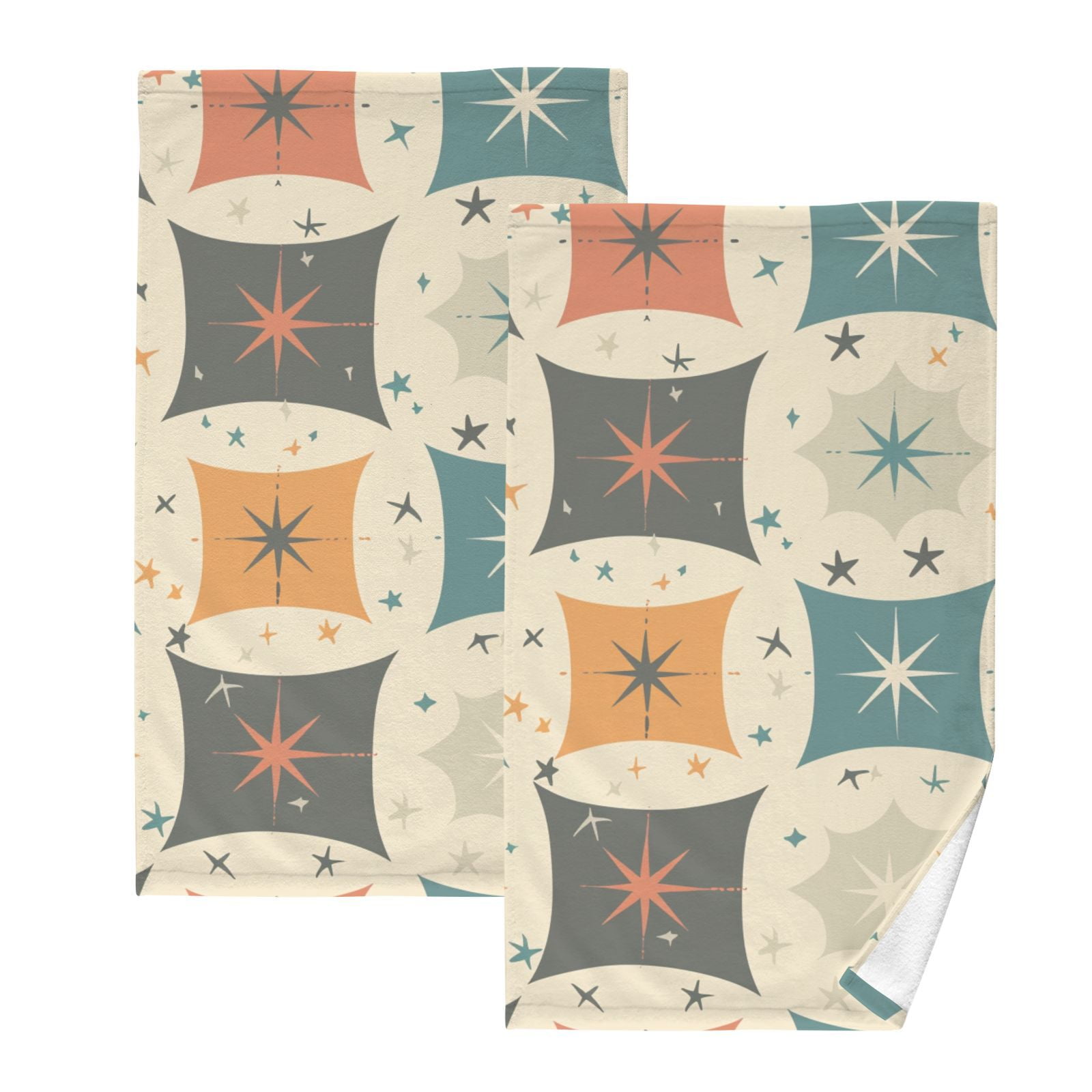 Rural Stars Square Hand Towels Cotton Bath Towels Large Face Towels Absorbent for Bathroom 2 Packs
