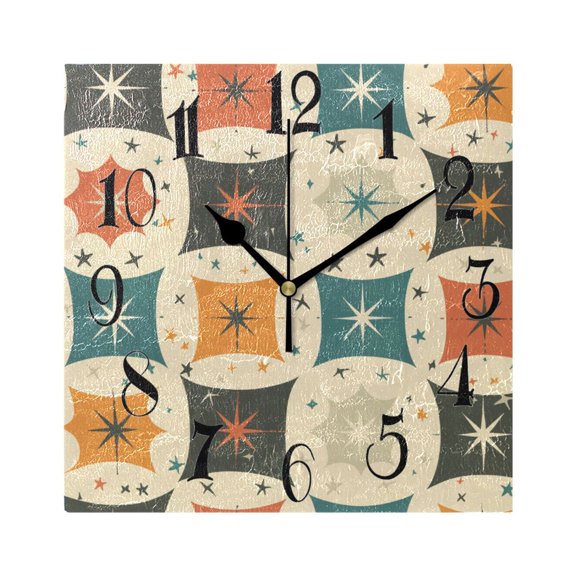 Rural Stars Square Wall Clock Decorative Square Silent Non-Ticking Operated Clocks Aesthetic for Bedroom Living Room