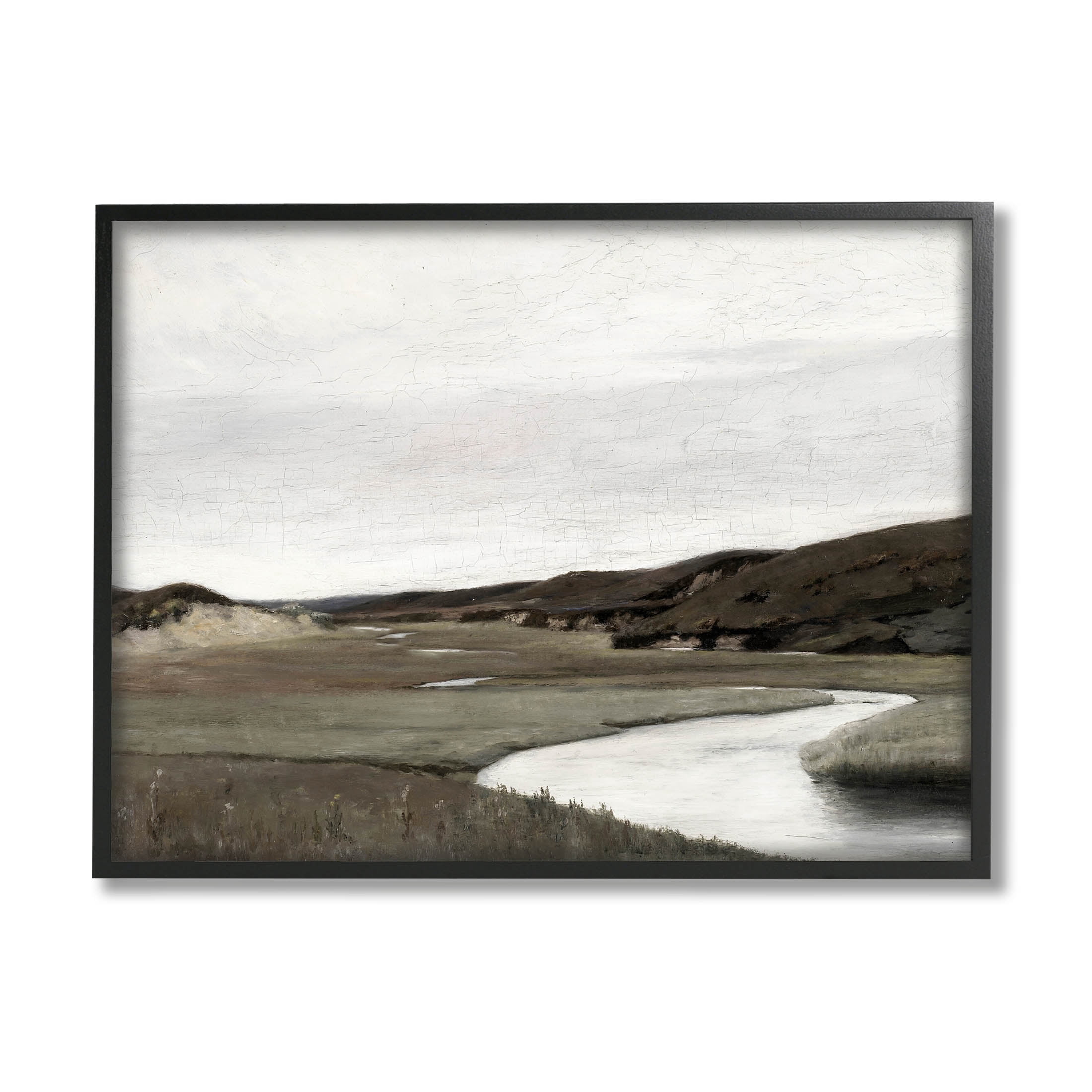 Rural Stream Classic Landscape Landscape Painting Black Framed Art Print Wall Art