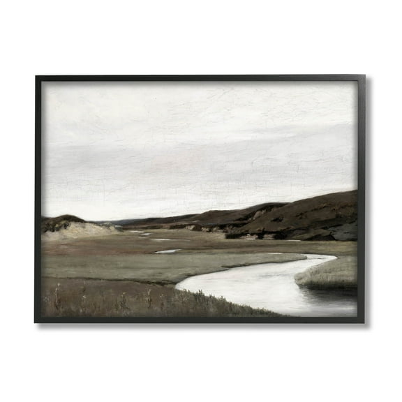 Rural Stream Classic Landscape Landscape Painting Black Framed Art Print Wall Art