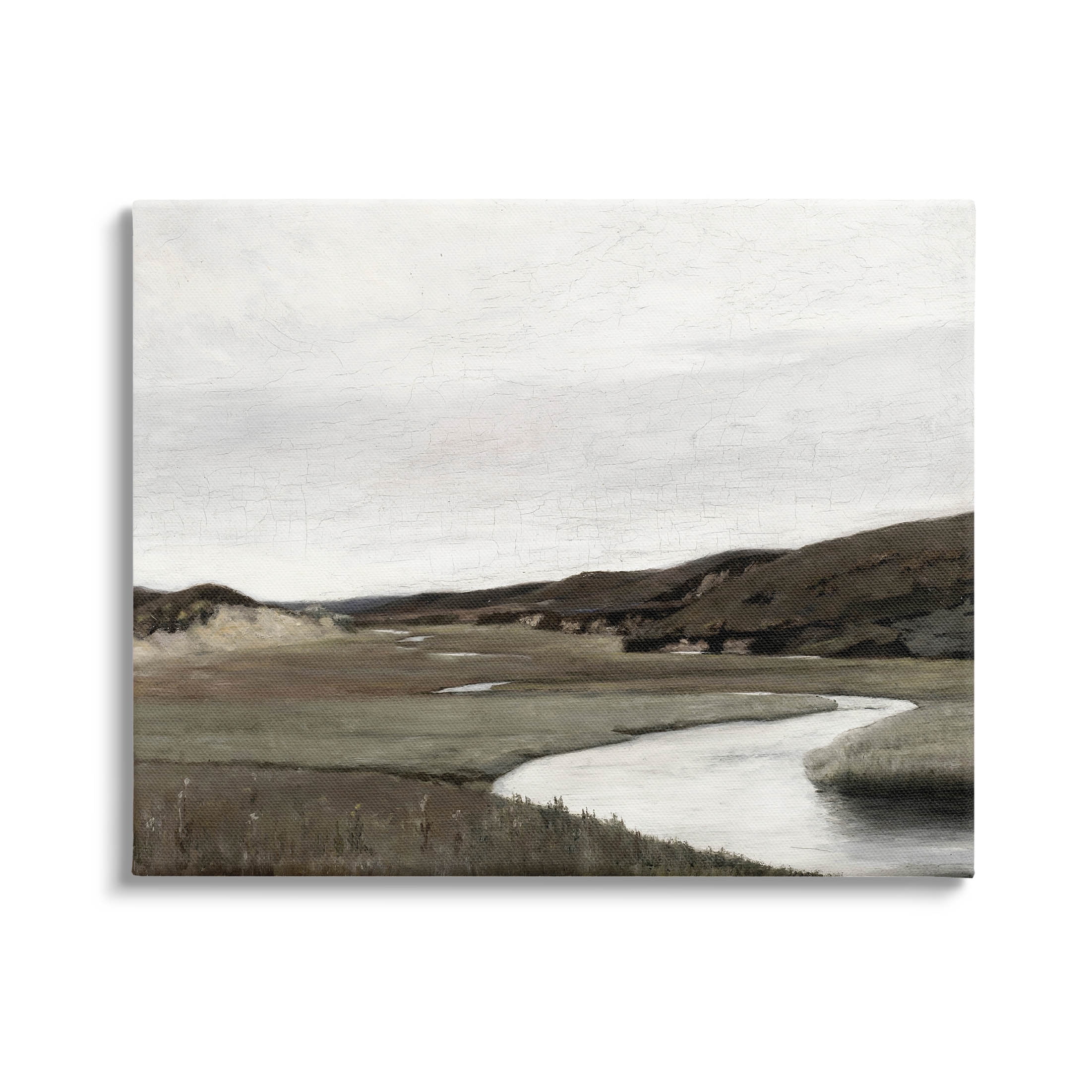 Rural Stream Classic Landscape Landscape Painting Gallery Wrapped Canvas Print Wall Art