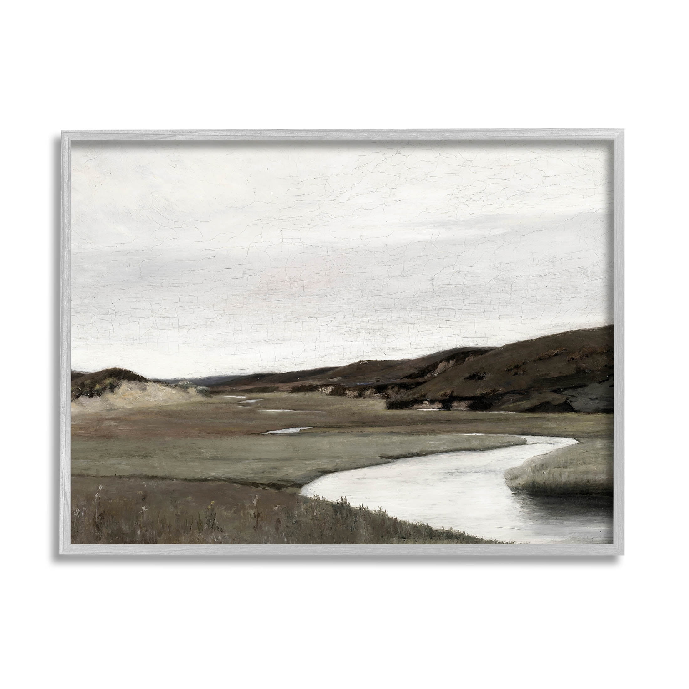 Rural Stream Classic Landscape Landscape Painting Gray Framed Art Print Wall Art