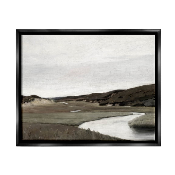 Rural Stream Classic Landscape Landscape Painting Jet Black Framed Art Print Wall Art