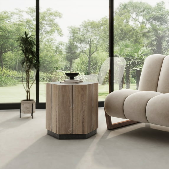 Rural Style Corner Table With Drawers Hexagonal Design Easy Assembly Bedroom Bedside Table Suitable For Living Room Apartment