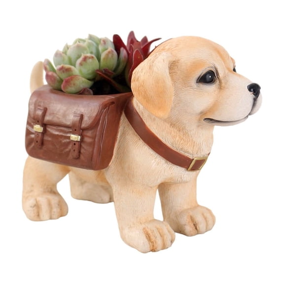 Rural Style Labrador Dog Flowerpot Decoration, Multi-Functional Resin Sculpture for Home, Balcony, Garden, Courtyard, Gift for Dog Lovers and Rustic Decor