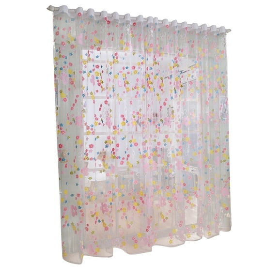 Rural Style Small Flowers Pattern Voile Tulle Window Curtain Sheer Panel, Lightweight And Breathable Design For Living Room Bedroom, 100*200Cm 1 Piece