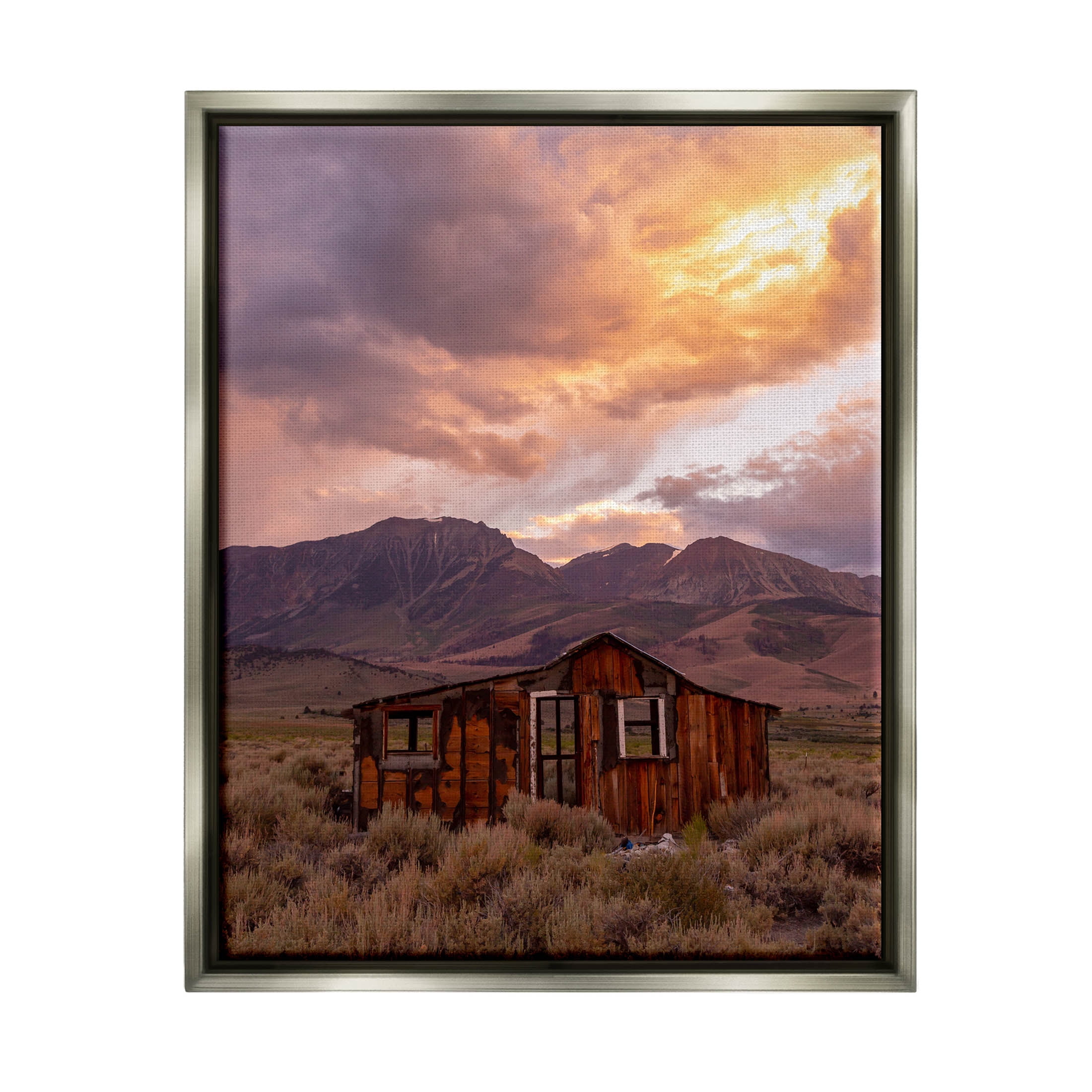 Rural Sunset Countryside Hut Landscape Photograph Luster Gray Framed Art Print Wall Art