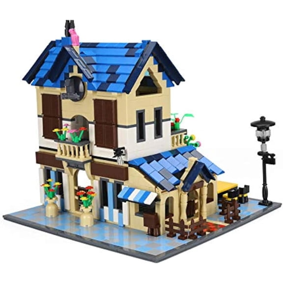 Rural Villa French Lodge 1298 Piece City Street Modular Building Blocks Bricks Set City Creator Architectural Model House Building Blocks Toy - for Teens and Adults