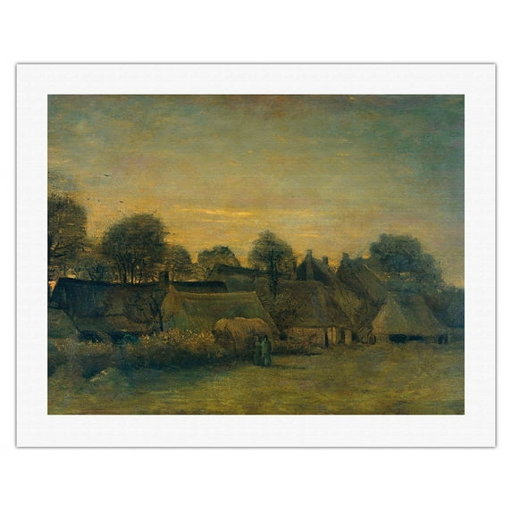 Rural Village at Dusk - Nuenen Netherlands - From an Original Color Painting by Vincent van Gogh c.1884 - Fine Art Rolled Canvas Print 20in x 26in
