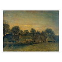 Rural Village at Dusk - Nuenen Netherlands - From an Original Color Painting by Vincent van Gogh c.1884 - Master Art Print (Unframed) 9in x 12in