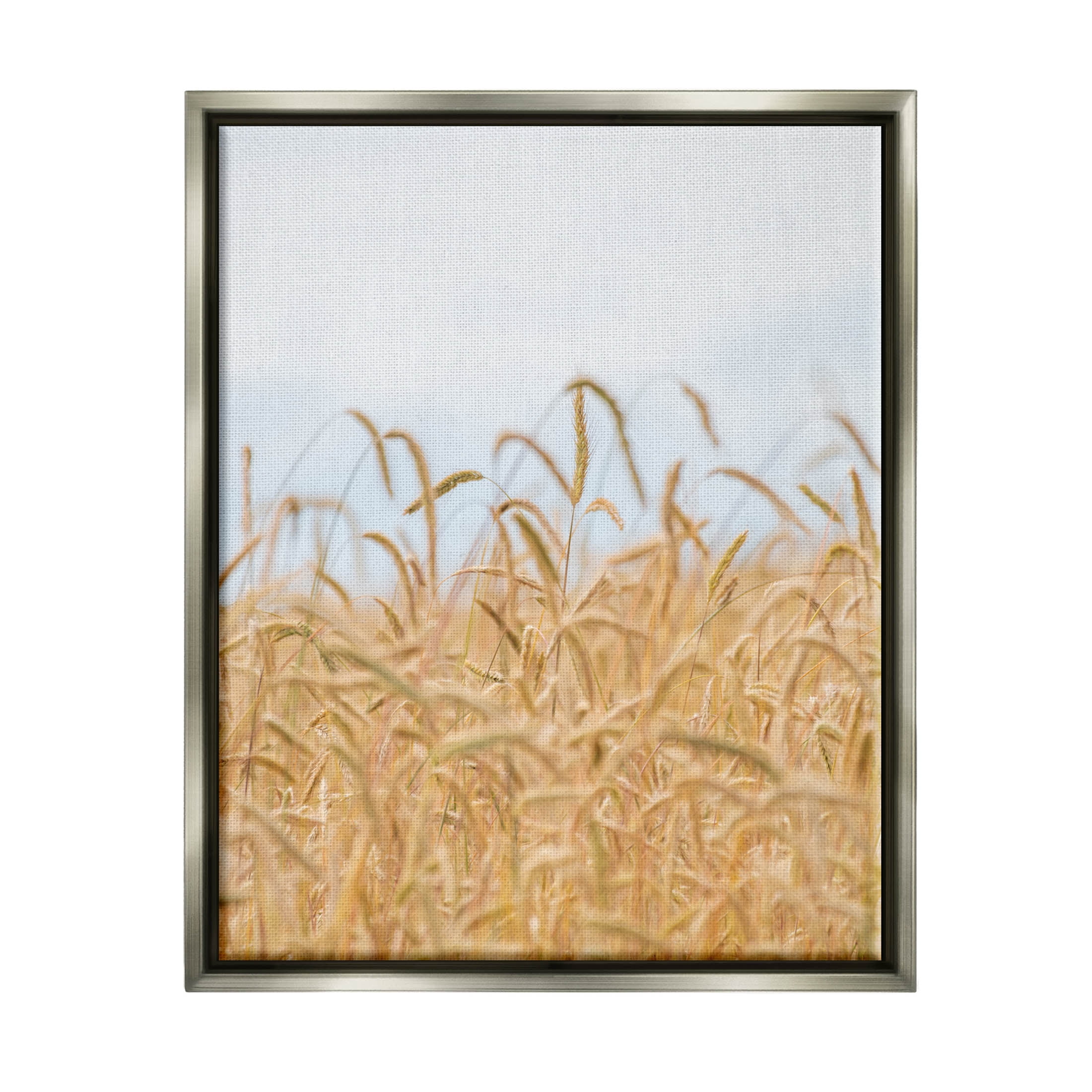 Rural Wheat Field Crops Landscape Photograph Luster Gray Framed Art Print Wall Art