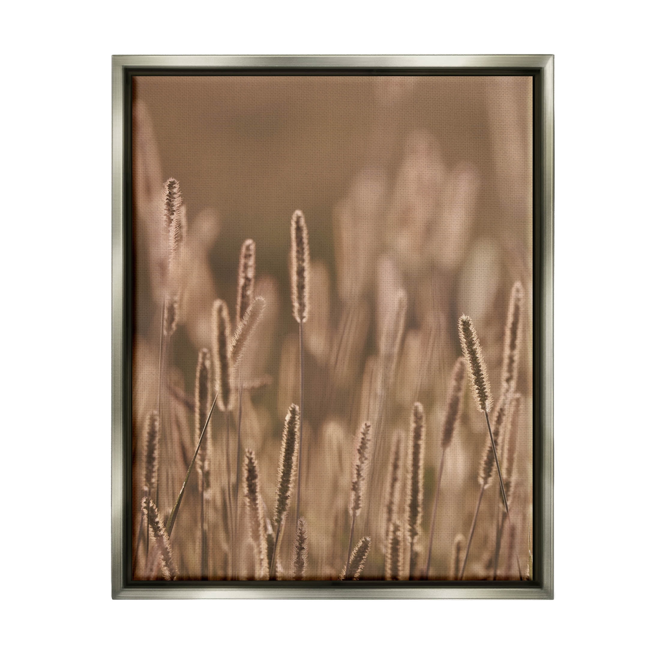 Rural Wheat Field Nature Botanical & Floral Photograph Luster Gray Framed Art Print Wall Art