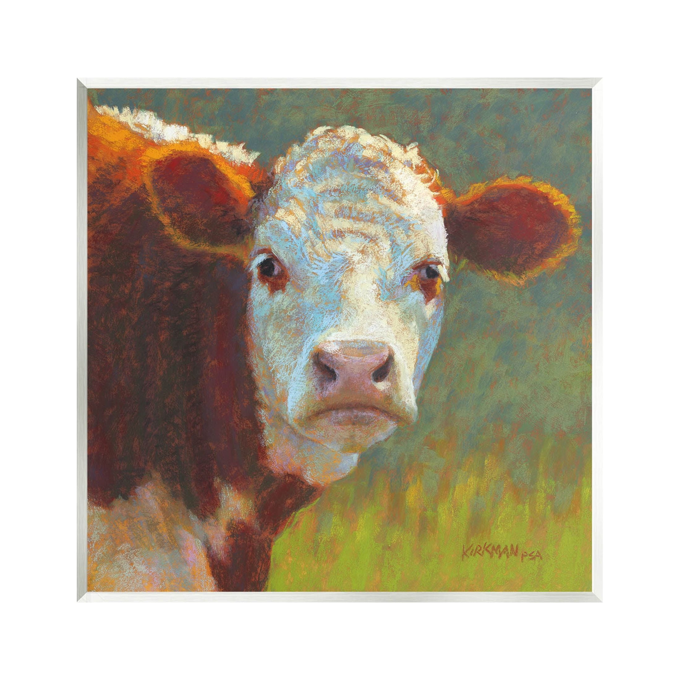 Rural Wildlife Cow Portrait Animals & Insects Painting Unframed Art Print Wall Art
