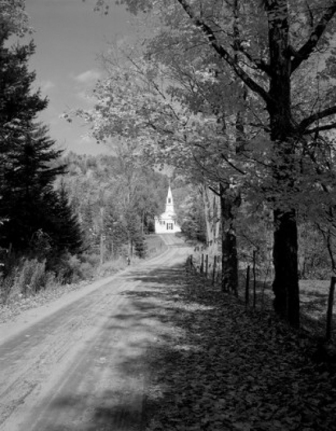 Rural road to church Canvas Art - (24 x 36)