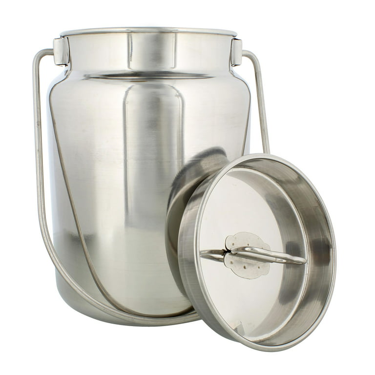 Rural365 Metal Milk Jug, 4 Liter (1 Gal) - Stainless Steel Milk Cans with  Lid 