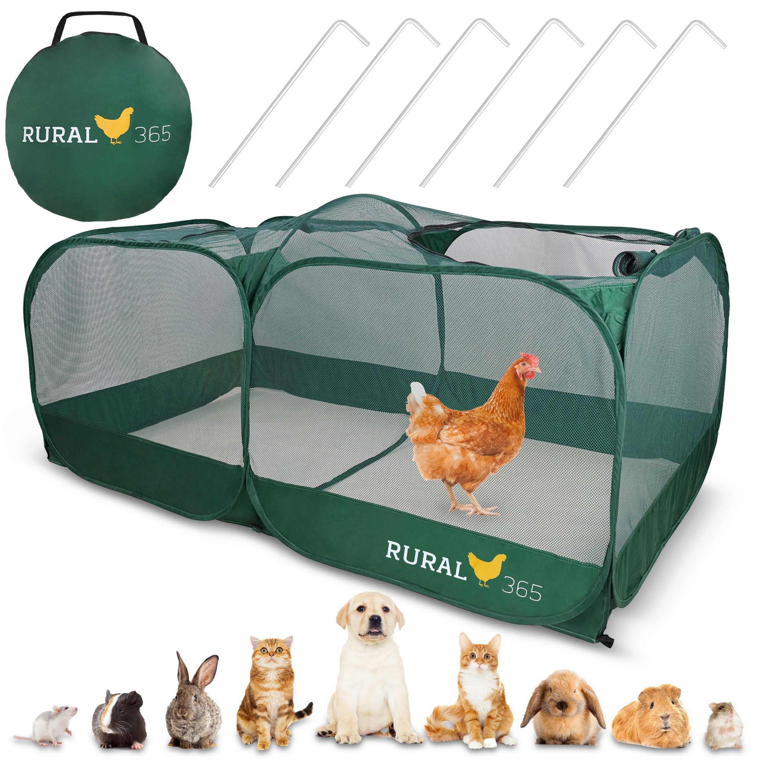 Large Green Portable Mesh Chicken and Small Animal Run