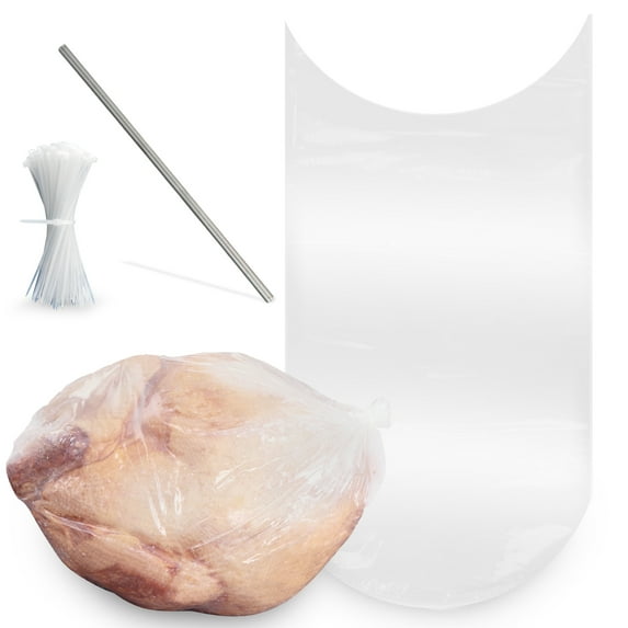 Rural365 Poultry Shrink Bags 25ct Large Turkey Bag - 16 x 28 Inch w/ Steel Straw