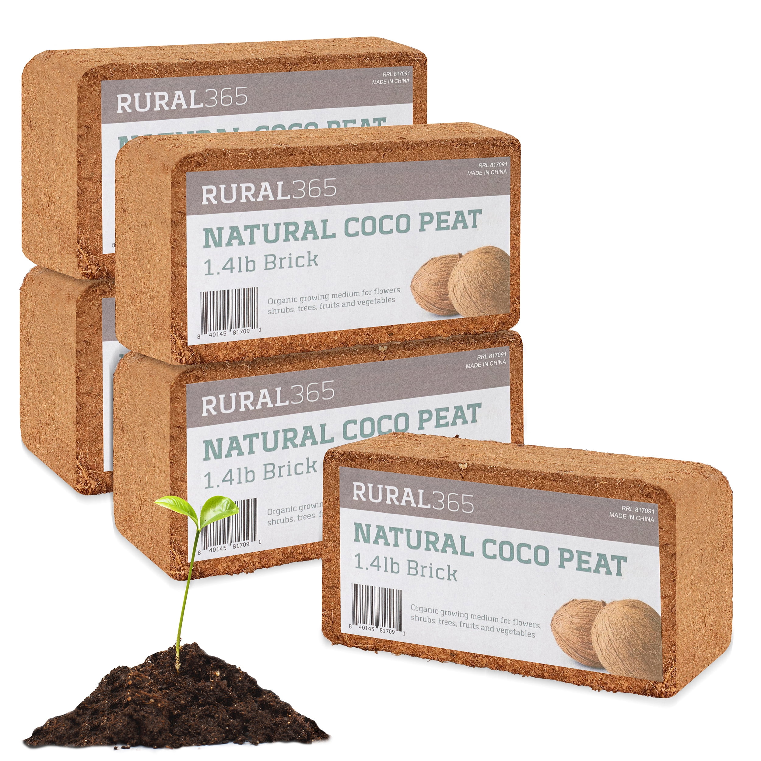 Ruralty Coconut Potting Mix Coco Coir Brick 6.7Pound Coco Peat Potting Soil