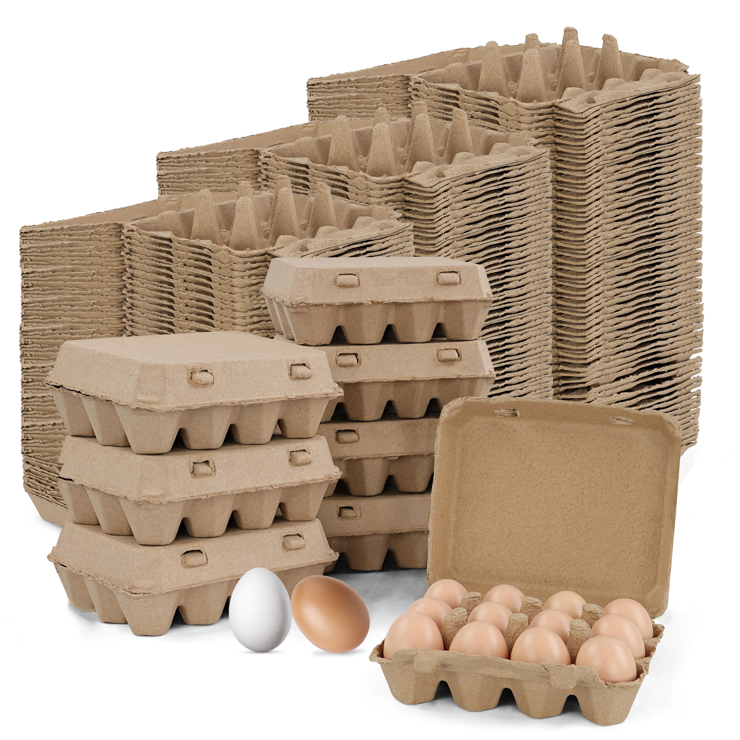 Ruralty Recycled Cardboard Egg Cartons 200ct Dozen 4x3 Vintage Bulk Egg Cartons - image 1 of 7