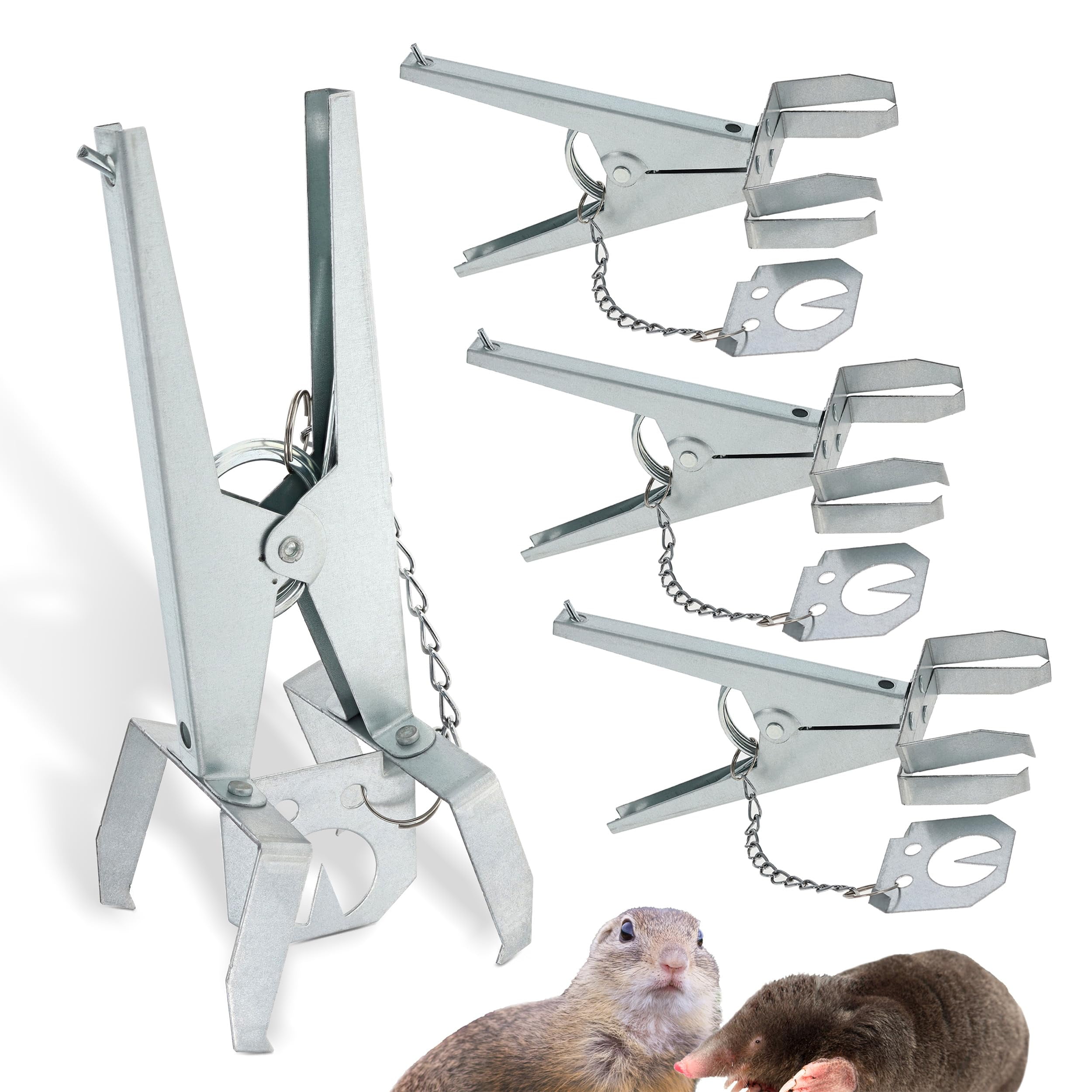 Ruralty Scissor Mole Trap Gopher Trap 4pk Mole Traps for Lawns Spring Loaded Mole Trap Scissor