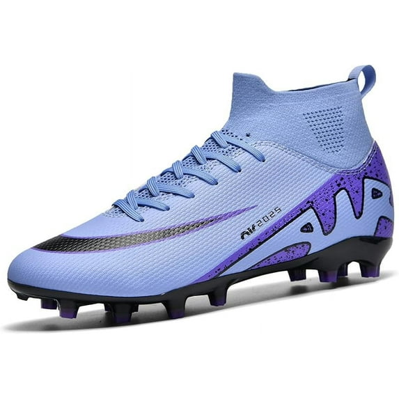 Ruran Mens High-Top Soccer Cleats Womens Turf Football Shoes Boys Girls Lightweight Youth Professional Indoor Outdoor AG Black Purple Pink