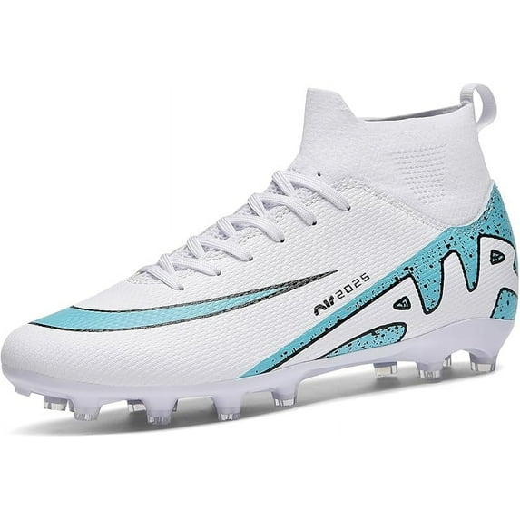 Ruran Mens High-Top Soccer Cleats Womens Turf Football Shoes Boys Girls Lightweight Youth Professional Indoor Outdoor AG Black Purple Pink