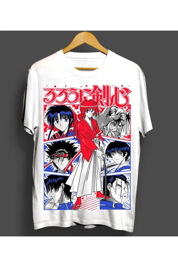 Rurouni Kenshin T-Shirt Samurai X Himura Anime Manga Sagara Yuki T-shirt - White