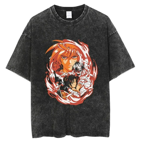 Rurouni KenshinT-shirt HIMURA KENSHIN T-shirt Vintage crew neck 100 cotton sweatshirt