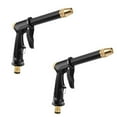 thumbnail image 1 of Ruroz 2 PCS Garden Hose Nozzle Heavy Duty Brass Metal Sprayer Nozzle High Pressure Spray Gun 360° Rotaing Water Adjustmen for Car Washing, Outdoor Gardening, Pets Shower, Patio Cleaning, 1 of 9