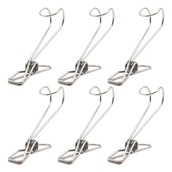 Ruroz 6 PCS 304 Stainless Steel Short Tail Hanger Clip with Hook, Durable Hanging Clips, Heavy Duty Multifunctional Hangers Use for Display Storage Items Under 5.00