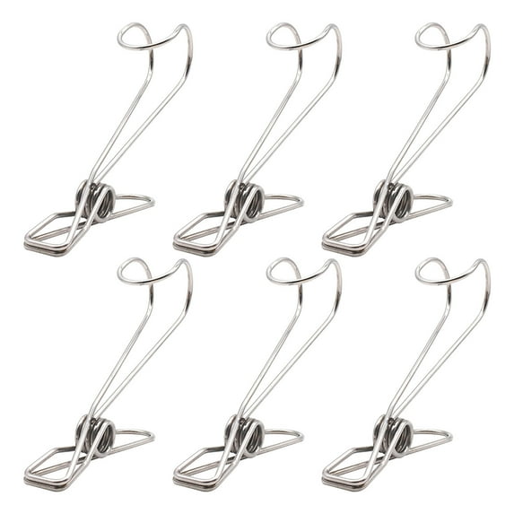 Ruroz 6 PCS 304 Stainless Steel Short Tail Hanger Clip with Hook, Durable Hanging Clips, Heavy Duty Multifunctional Hangers Use for Display Storage Items Under 5.00