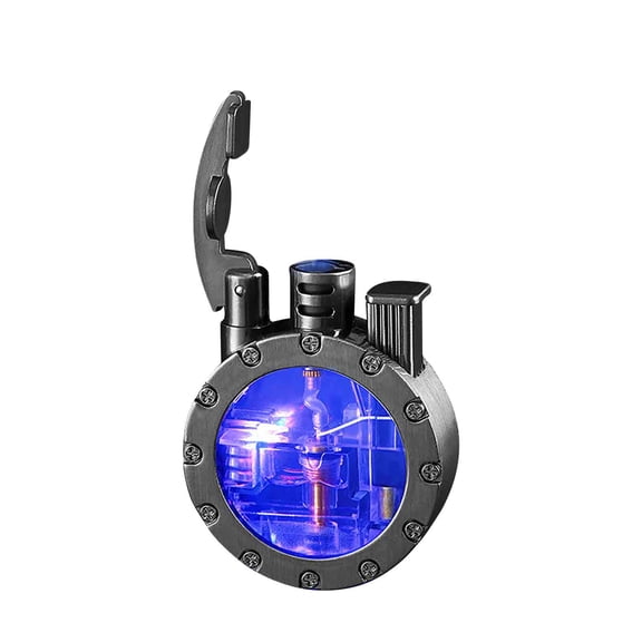 Ruroz Vintage Steampunk Trench Lighter, Cool Kerosene Lighters with Transparent Fuel Tank, Windproof Reusable Soft Flame Antique Lighter Fluid Refillable, Unique Gifts for Men & Women