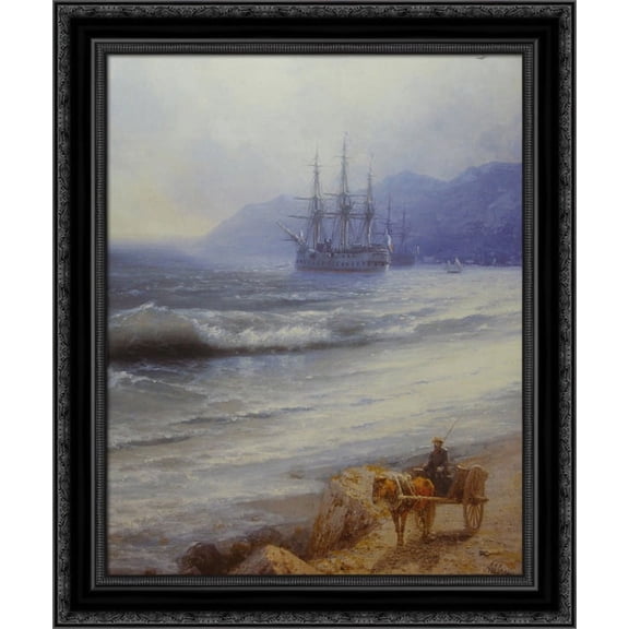 Rush 20x20 Black Ornate Wood Framed Canvas Art by Aivazovsky, Ivan