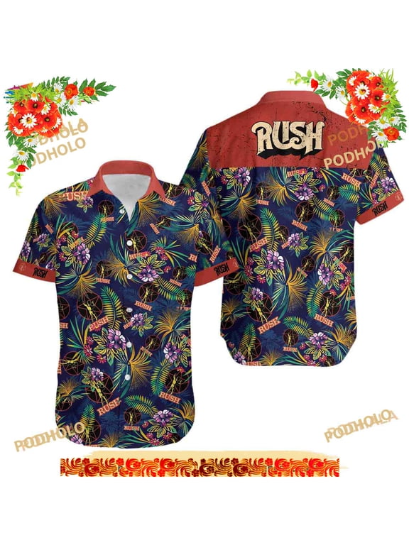 3D Funny Hawaiian Shirt, Rush Band Tropical Shirt
