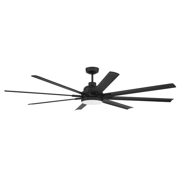 Rush 72 in. Flat Black Finish Outdoor Ceiling Fan, Integrated LED Light & Remote Included
