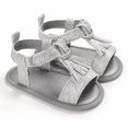 thumbnail image 1 of Rush Baby Boys Girls Summer Sandals Non-Slip Soft Sole Infant Slippers Cotton Crib Shoes for Toddler First Walkers ----- Sliver （12cm） S348, 1 of 5