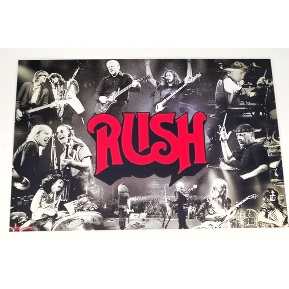 Rush Band 70's through late 90's pictures on one 19" by 13" poster Geddy Lee, Neil Peart, Alex Lifeson