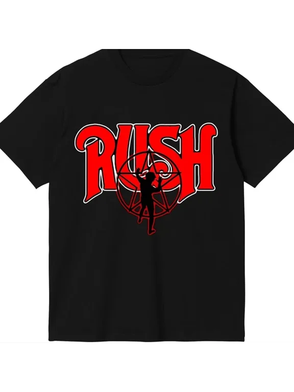 Rush Band Logo Black Short Sleeve Timeless Theme For Everyday Style T-Shirt, Size S-5XL