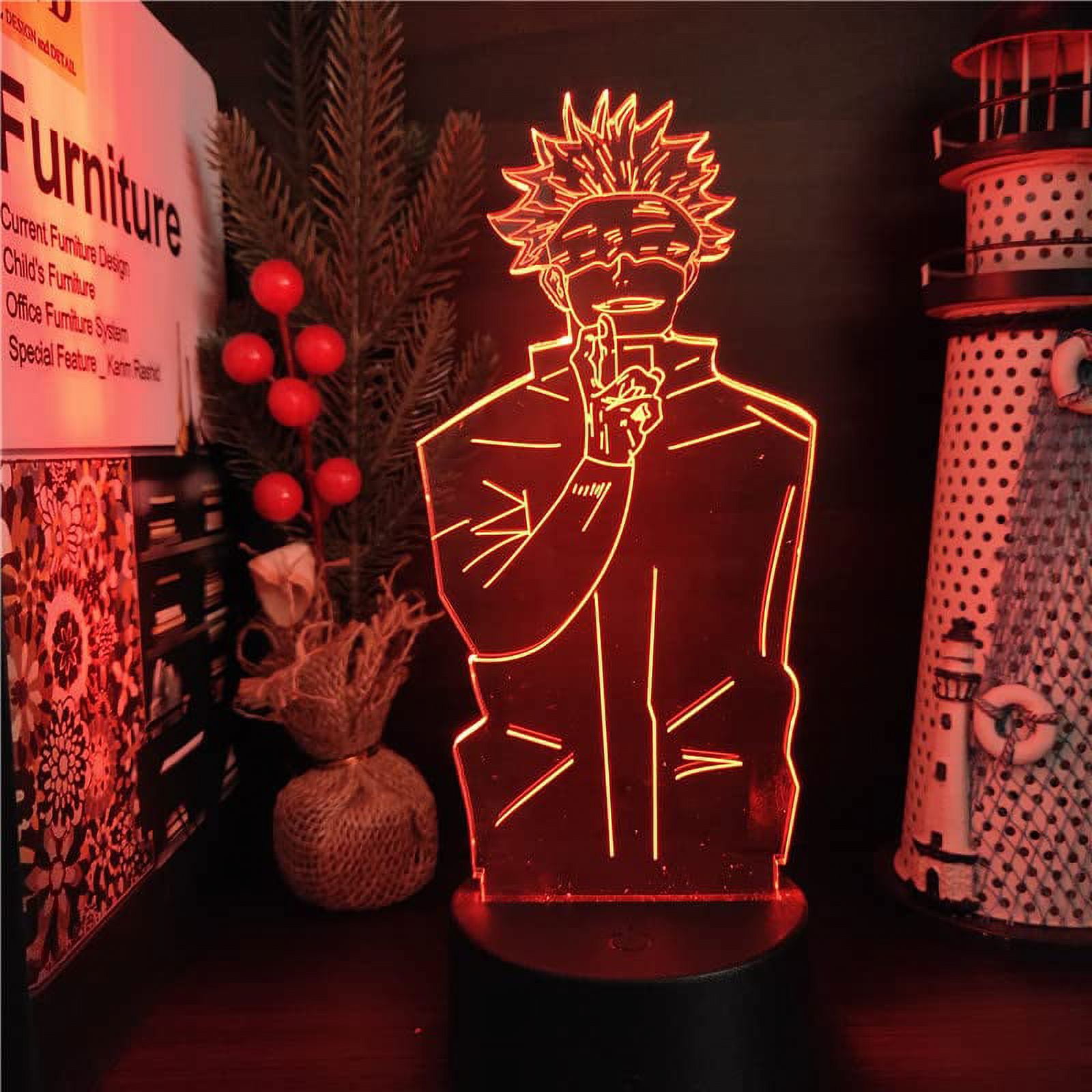 Rush CLYARTPSJujutsu Kaisen Yuji Megumi Nobara Gojo Maki Kento Geto Mahito  Sukuna 3D Anime Lamp LED Nightlights Colors Changing Lampara (Jujutsu