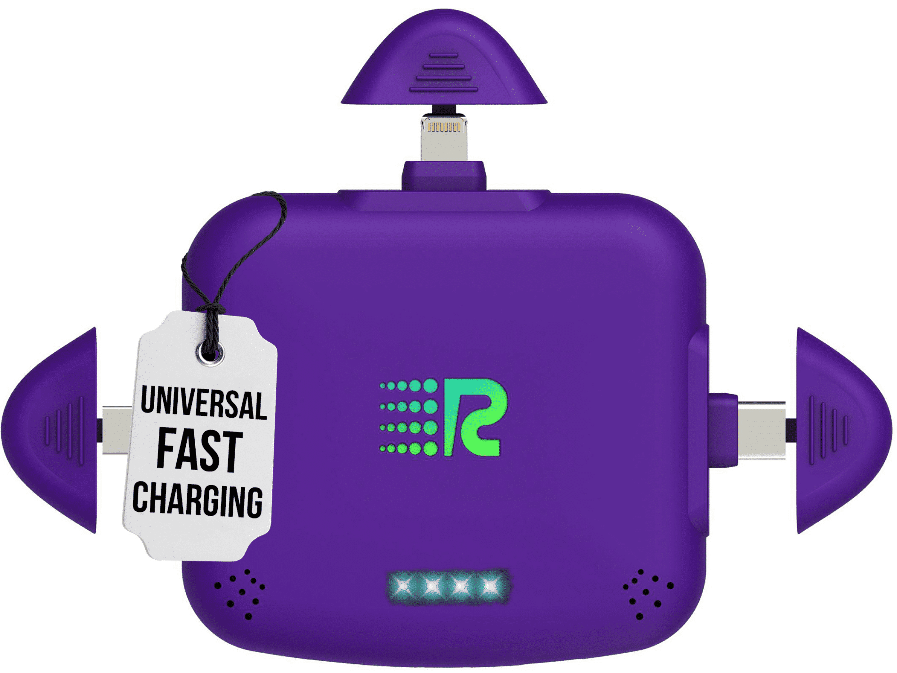 Rush Charge Universe 3 in 1 Portable Charger 3300mah, 2.4A High-Speed Fast Charging Compatible with iPhone and Android Lightning, Type C, Micro-USB Charges 3 Devices at a Time Pre-Charged RC33