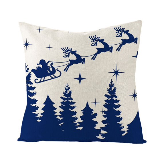 Rush Christmas Blue Pillow Covers 18x18 Inch Christmas Decorations Throw Pillow Covers Holiday Linen Farmhouse Christmas Pillow Case for Sofa Couch Xmas Home Decor(Xmas 6) S446