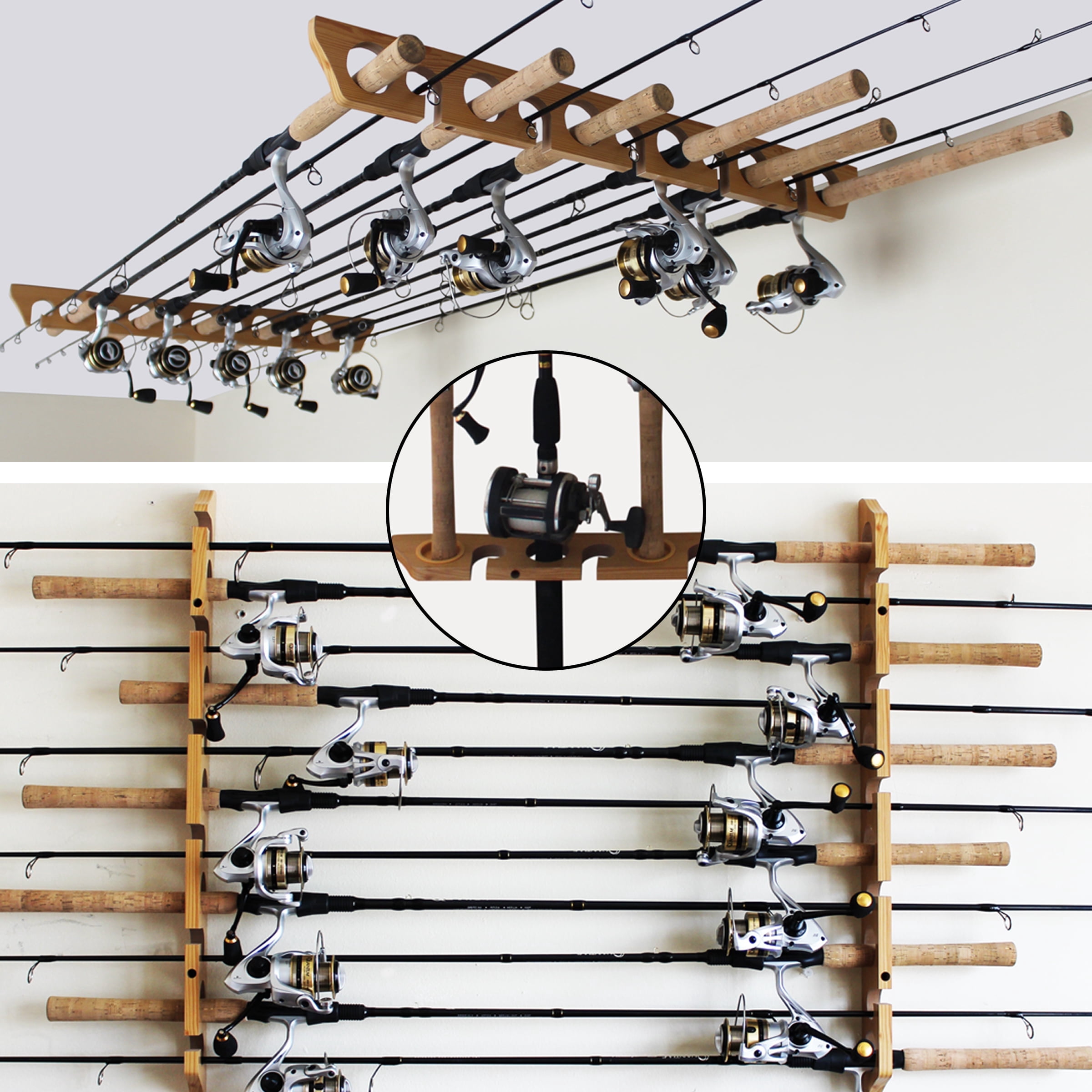 Rush Creek 11-Rod Fishing Pole Storage Rack for Wall or Ceiling, Camo ...